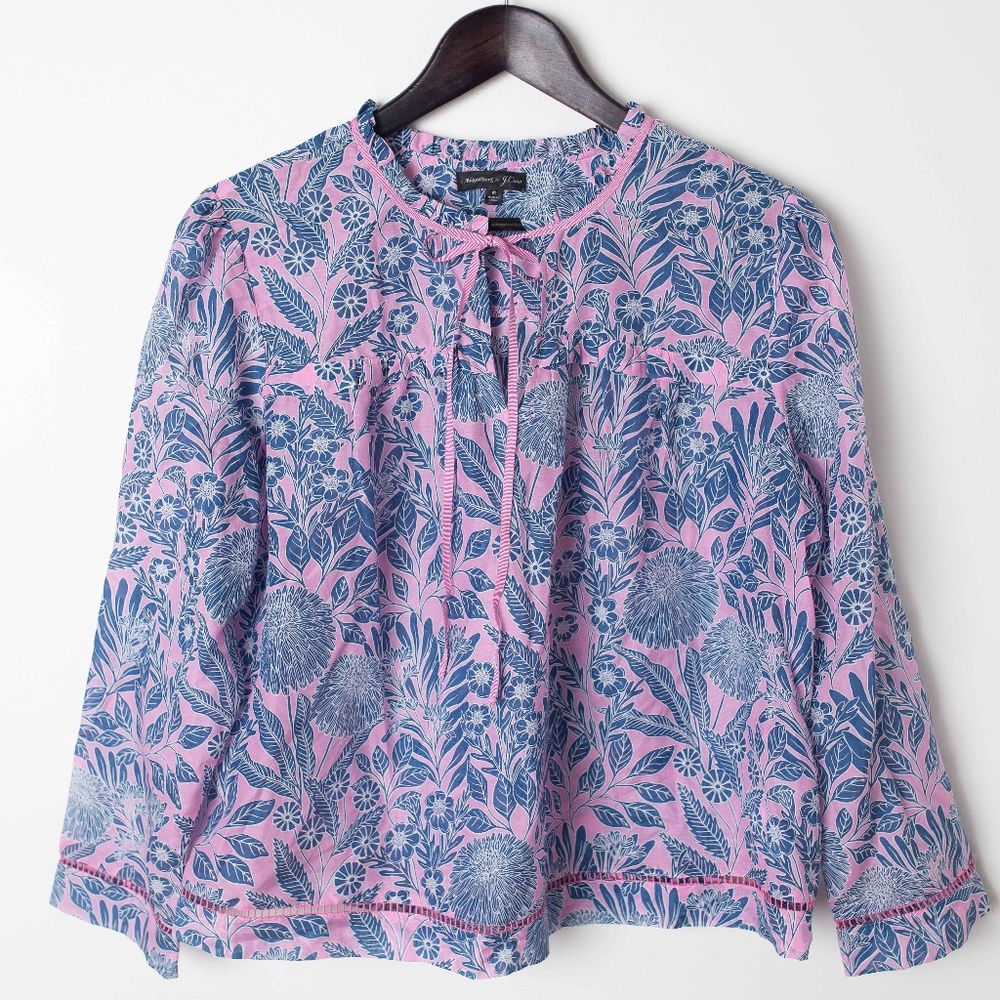 Abigail Borg x J.Crew Pink Blue Cotton Silk Floral